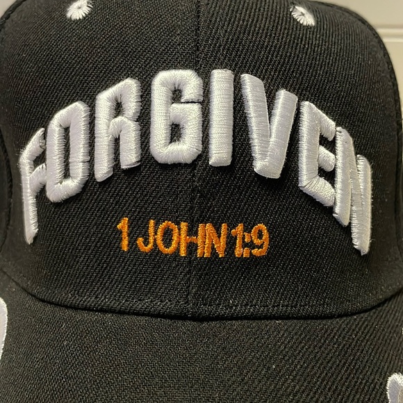 Forgiven -1 John 1:9 Black Embroidered Baseball Cap - Picture 4 of 12